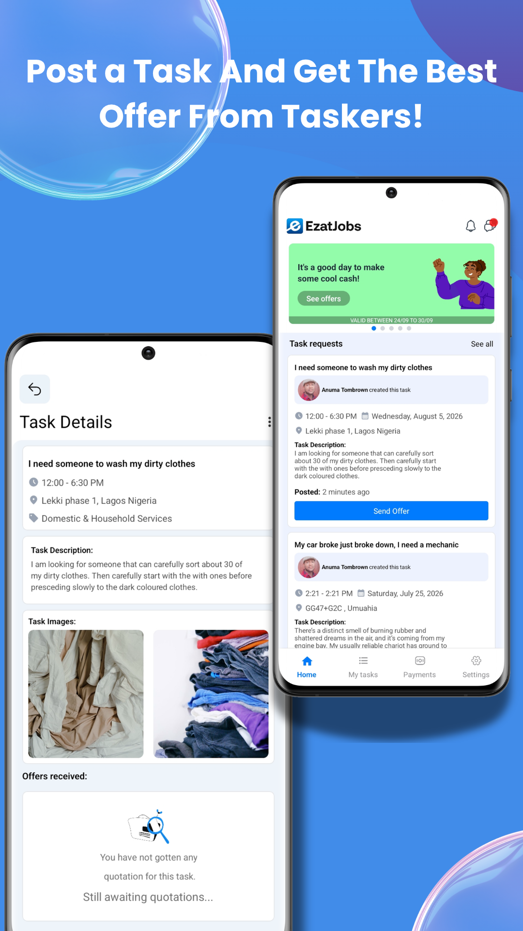 EzatJobs task details screen